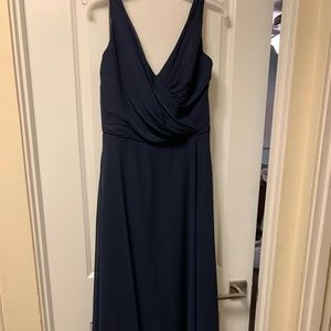 Alfred Angelo full length navy bridesmaid dress